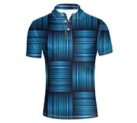 HUGS IDEA Fashion Short Sleeve Men's Golf Classic Sport Shirt Striped T-Shirts Button Down Tee Tops