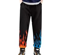 HUGS IDEA Fire Flame Kids Sweatpants Abstract Print School Children Age 10-11 Boys Jogging Training Pants Trousers