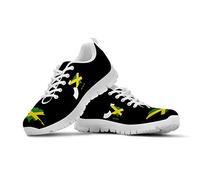HUGS IDEA Flat Couple Sneaker Lace-up Teenager Boys Girls Jamaica National Flag Design Run Shoes