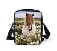 HUGS IDEA Floral Horse Pattern Messenger Bag Travel Sling Shoulder Satchel Coin Packet Purse for Women Girl