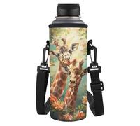 HUGS IDEA Forest Giraffe Water Bottle Carrier with Strap Dustproof & Shockproof Water Bottle Pouch for Cycling, Yoga, Outdoor Sports, Lightweight Waterbottle Pouch