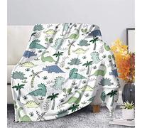 HUGS IDEA Fuzzy Faux Fur Throw Blanket - Adorable Cartoon Dinosaur Flannel Plush Soft Bed Blanket Throws for Bed Couch and Living Room Kids Gift for Boy Girl - S