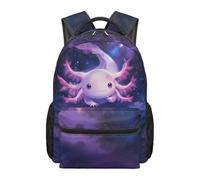 HUGS IDEA Galaxy Axolotl Backpack for Children School Bag for Girls Cute Multi-Compartment Bookbag with Laptop Compartment for Elementary Students 17 Inch Daypack for Travel