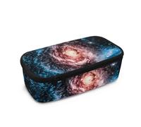 HUGS IDEA Galaxy Print Pencil Case for Boys Multi-Compartment Pen Pouch for School Students Large Capacity Lightweight Pen Bag for School Office Kids Children Supplies for Elementary