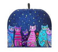 HUGS IDEA Galaxy Sky Colorful Cats Tea Cosy for Teapot Insulating Tea Cozy Kettle Dust Cover Teapot Dust Cover for Kitchen Home Decor