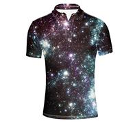 HUGS IDEA Galaxy Star Men's Modern Jersey Sportr T-Shirt Hipster Hip Hop Shirt Short Sleeves All Over Print Tee