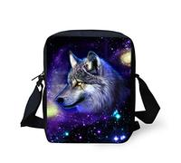 HUGS IDEA Galaxy Wolf Small Crossbody Bag Mini Handbag Shoulder Messenger Bags Cellphone Pouch Purse Wallet