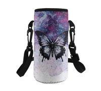 HUGS IDEA Gothic Butterfly Water Bottle Sleeve Lightweight Water Bottle Carrier with Strap Machine Washable Waterbottle Pouch for Cycling Hiking Camping