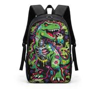 HUGS IDEA Graffiti Dinosaur Childrens Rucksack Street Art Dino School Bag Lightweight Water Resistant Casual Daypack for Kids Back to School Travel