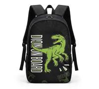 HUGS IDEA Green Dinosaur Childrens Rucksack Classic Dino School Bag Lightweight Water Resistant Casual Daypack for Kids Back to School Daily Use