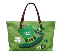 HUGS IDEA Green Hat Large Work Tote Bag for Women St. Patrick's Day Designer Purses and Handbags Big Bucket bags Ladies Travel Crossbody Purse Gifts for Women