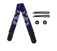 HUGS IDEA Guitar Shoulder Strap with Mini Pocket Strap Locks for Band Club Stage Instruments Music Live, Blue Starry Night Butterfly Pattern