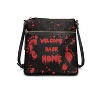 HUGS IDEA Halloween Satchel Bag for Women Leather Crossbody Purse with Zipper Pocket Lightweight Shoulder Hobo Bag Vintage Tote Handbags