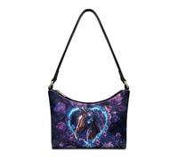 HUGS IDEA Heart Horse Leather Handbag for Women Shoulder Bag with Shoulder Strap Fashion Underarm Purse for Lady Unique Single Shoulder Purse for Women and Girls Shoulder Wallet