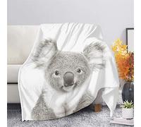 HUGS IDEA Home Hotel Blanket Koala Blanket Adorkable Koala Print White Flannel Throws Shaggy Warm Huggle Blankets Washable Nap Shawl All Seasons-XS
