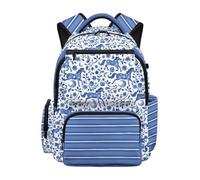 HUGS IDEA Horse Floral Book Bag for Kids Lightweight Backpack for Girls 17 Inch Multi-Compartment Rucksack for Elementary Students Large Capacity