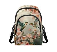 HUGS IDEA Hummingbird Women's Shoulder Handbag Floral Crossbody Purse for Lady Work Large Size Sling Bags with Zipper Pockets Trendy Satchel Bag with Adjustable Strap