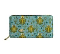 HUGS IDEA Kawaii Frog Prince Pattern Leather Long Wallet Clutch Bag with Cash Money Coin