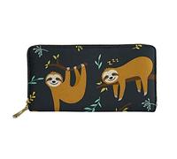 HUGS IDEA Kawaii Sloth Leather Wallets Long, Animal Money Credit Card Storage Purse