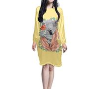 HUGS IDEA Koala Womens Dressing Gown Super Soft, Lemon Yellow Bathrobe 100% Polyester Bath Robe Housecoat Full Long - 5XL