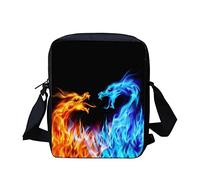 HUGS IDEA Lightweight Messenger Bag, Fire Dragon Print, Kids Adults Fashion Crossbody Shoulder Bag Satchel for Shopping, Travel, Outdoor