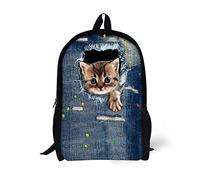 HUGS IDEA Lovely Cat Printing Backpack for Teenagers Girls Travel Sport Women Bagpack