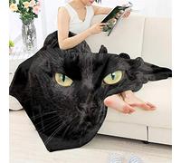 HUGS IDEA Luxury Faux Fur Throw Blanket - Black Cat 3D Vivid Animal Pattern Fashion Soft Warm Cozy Fuzzy Plush Blanket Super Soft Warm Plush - XL