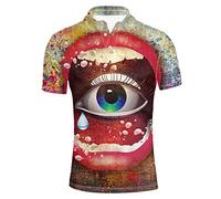 HUGS IDEA Mens Golf Sport Shirt Fashion Summer Short Sleeves Big Mouth 3D Print T-Shirt