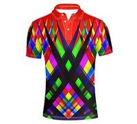 HUGS IDEA Men's Red Coller Sport T-Shirts Fashion Breathable Summer Short Sleeve Turn Down Collar Shirts Tees