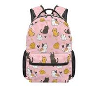 HUGS IDEA Mixed Cats 17 Inch Lightweight School Rucksack for Girls Wolf Pack Backpack for Girls Multi-Compartment Water-Resistant Backpack with Laptop Compartment for Elementary Kids