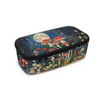 HUGS IDEA Moon Mushroom Pencilcase for Girls Teens Unique Pencil Box with Multi-Compartment Lightweight Pen Bag Large Capacity Pencil Holder with Mesh Compartment for School Office Travel