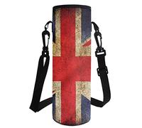 HUGS IDEA Neoprene Can Bottle Holder Cooler Bottle Sleeve with Adjustable Strap, Vintage Britain Flag UK