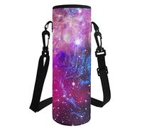 HUGS IDEA Neoprene Water Bottle Carrier Case Bag, Nebula Galaxy Sky Print Insulated Bottle Pouch for School Travel Picnic