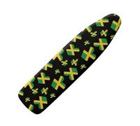 HUGS IDEA Novelty Jamaica Flag Ironing Board Cover Accessories 52" x 13" Stretchy Fabric Ironing Board Cover with Elastic Edges Adjustable Strap