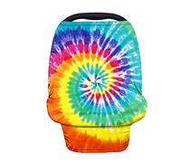 HUGS IDEA Nursing Cover Carseat Canopy, Soft Breathable Stretchy 360 Coverage, Multifunctional Uses, Extremely Stretchy (Tie-dye)