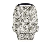 HUGS IDEA Nursing Cover for Breastfeeding Soft Breathable Stretchy 360 Coverage, Easy to View Baby (Bicycle)
