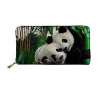HUGS IDEA Panda Long Wallet Animals Print PU Leather Clutch with Zipper Travel Purse Card Coin Organizer