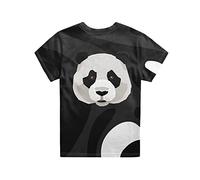 HUGS IDEA Panda T Shirt 3D Cartoon Panda Black White Color Contrast Splicing Tee Shirt for Boys O-Neck Short Sleeve Daily Top T-Shirts Age 11-12
