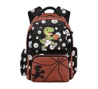 HUGS IDEA Personalized Kids Backpack for Boys 17.7 Inch Dinosaur Basketball Print School Bookbag Fits 15.6 Inch Laptop Cool Schoolbag Back to School Gifts
