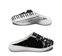 HUGS IDEA Piano Keyboard Music Notes Print Womens Mens Garden Clogs Shoes Lightweight Unisex Mules Clogs Comfort Slip-on Sandals