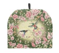 HUGS IDEA Pink Floral Hummingbird Print Teapot Cosy for Home Kitchen Decoration Durable Fabric Tea Pot Dust Cover Kettle Coffee Pot Cover