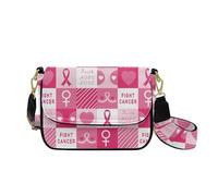HUGS IDEA Pink Ribbons Crossbody Handbag for Women Pink Leather Shoulder Bag Stylish Satchel Purse for Lady with Multiple Pockets Daily Use Travel Cell Phone Wallet