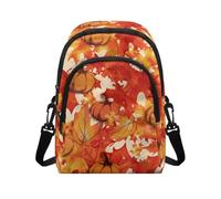 HUGS IDEA Pumpkin Maple Leaf Crossbody Purse for Women Autumn Crossbody Handbag for Lady Tarvel Fashion Shoulder Bag with Multiple Pockets Lightweight Satchel Purses
