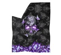 HUGS IDEA Purple Butterfly Gothic Sugar Skull Blanket for Kids Adults Ultra Soft Cozy Fleece Throw Blanket All Season Plush Air Conditioning Throw Blanket