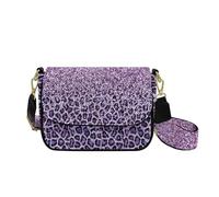 HUGS IDEA Purple Leopard Print Shoulder Bag for Women PU Leather Crossbody Purse Trendy Handbag for Lady with Zipper Inner Pocket Lightweight Travel Satchel Purse