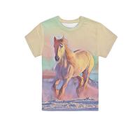 HUGS IDEA Rainbow Horse T-Shirt for Kids Girls Crewneck Pullover Tops Teen Boys Summer Tees Casual Short Sleeve Tee Shirts