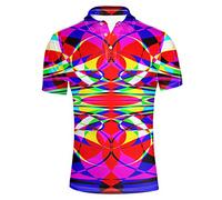 HUGS IDEA Rainbow Patchwork Mens Sport Shirt Slim Fit Short Sleeves Summer Athletic T-Shirts Collared Golf Shirt Tee Tops