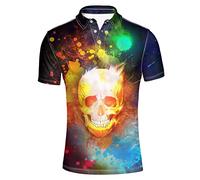 HUGS IDEA Retro Men's Sport Shirt Skull Short Sleevee T-Shirts