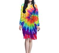 HUGS IDEA Retro Peony Flower Womens Dressing Gown Bathrobe, Adorable Puppy Dogs Sloth Animal Ethnic Tie-dye Wrap Nightwear