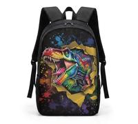 HUGS IDEA Ripped T-Rex Boys Backpack Trendy Dino Bag age 6-12 School Rucksack Large Capacity Water Resistant Back to School Daily Use Gifts